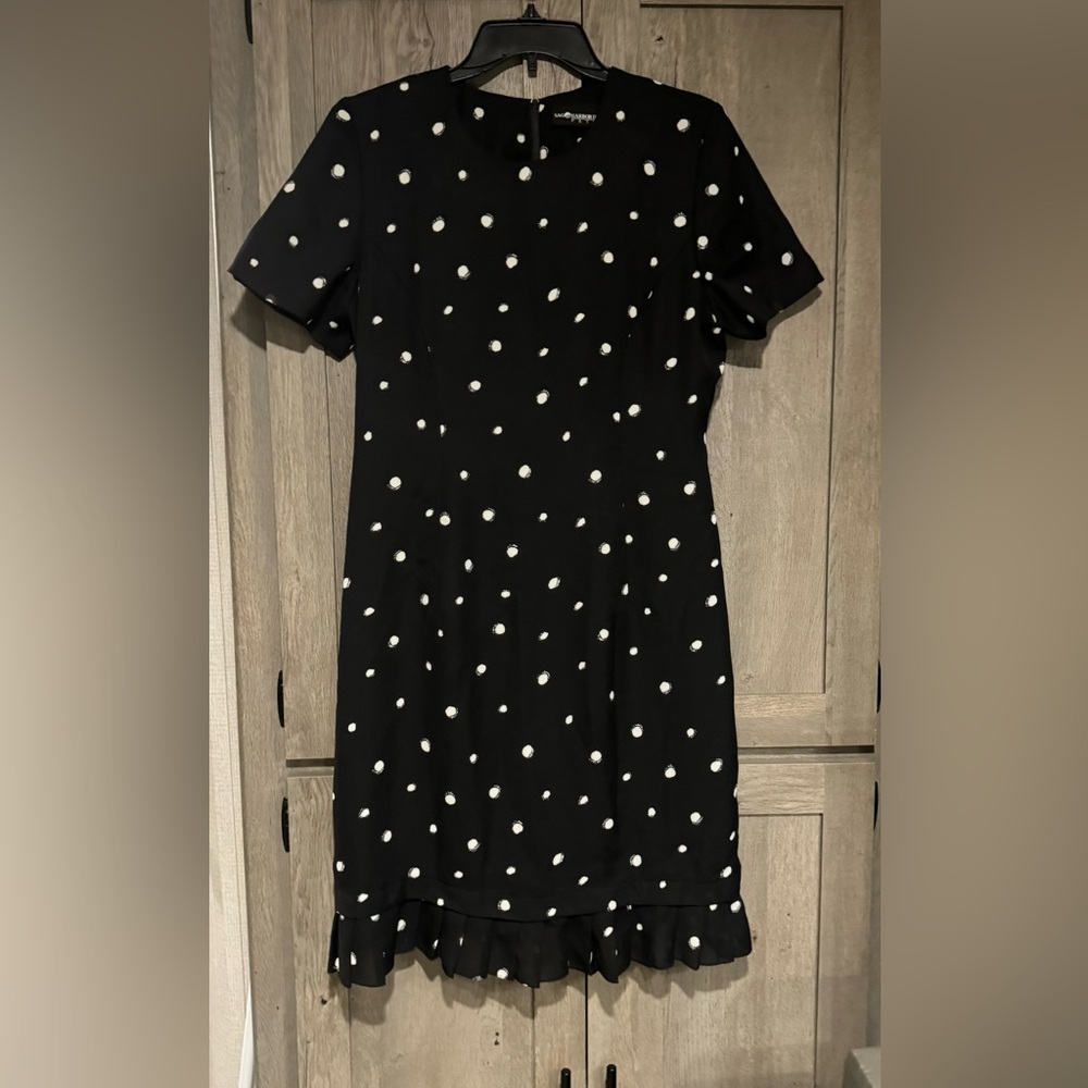 Sag Harbor Sz 10P Black Polka Dot Dress VGUC 😊😊